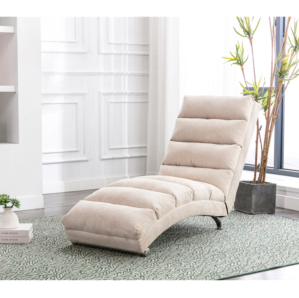 Chaise longue da relax con vibrazione; schienale ergonomico 140°; in lino beige