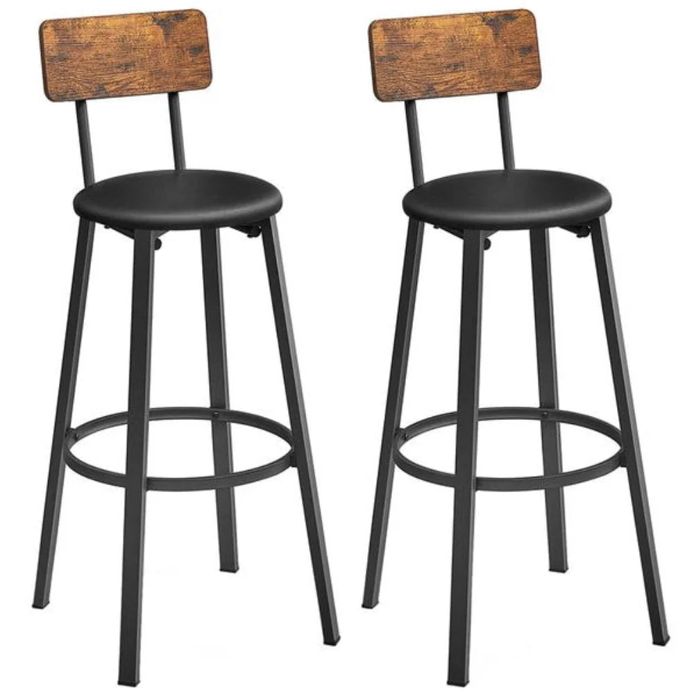Sgabelli da bar set da 2 sgabelli alti con seduta imbottita 39 x 39 x 100 cm poggiapiedi montaggio facile stile industriale per cucina o sala da pranzo nero 12_0004970