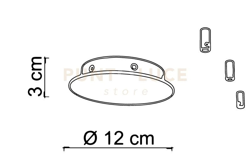BASE-3R OS BASE A RAGGIO ottone spazzolato d.12cm 3 luci