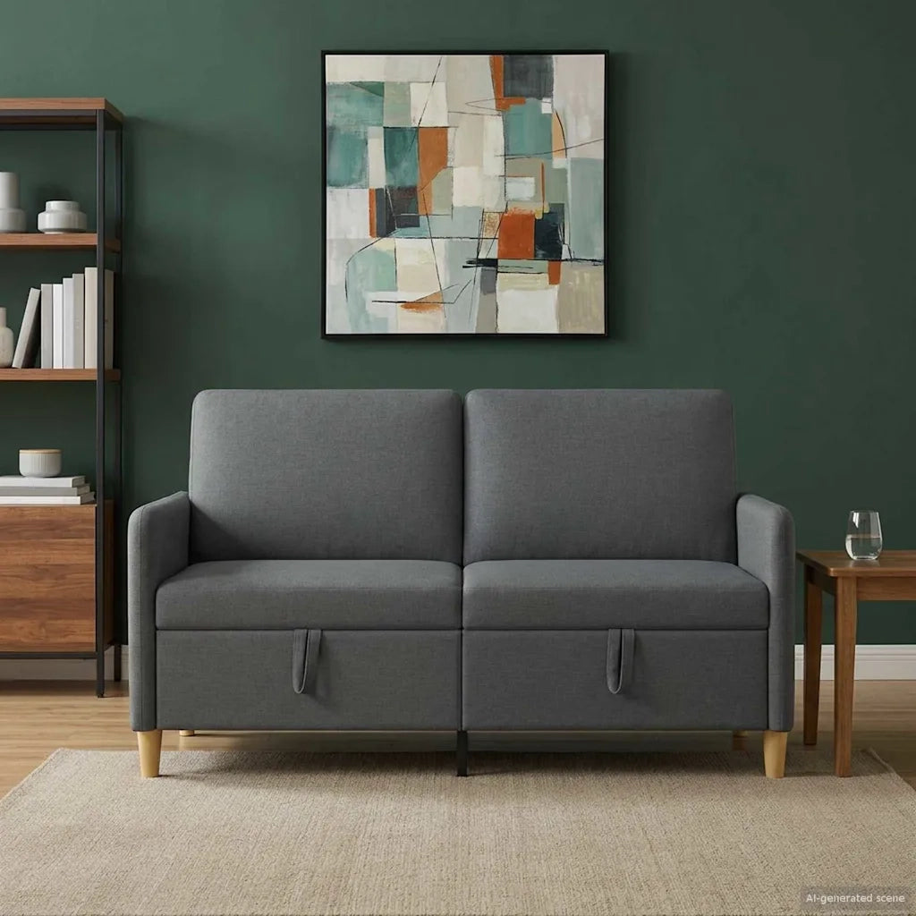 Divano con Storage Grigio Scuro 152 x 78 x 87 cm Poliestere 42036920