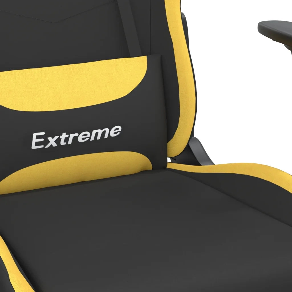 Sedia da Gaming | Sedia da e-sports con Poggiapiedi Nero e Giallo in Tessuto