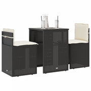 Set da BistrÃ² 3 pz con Cuscini Nero in Polyrattan