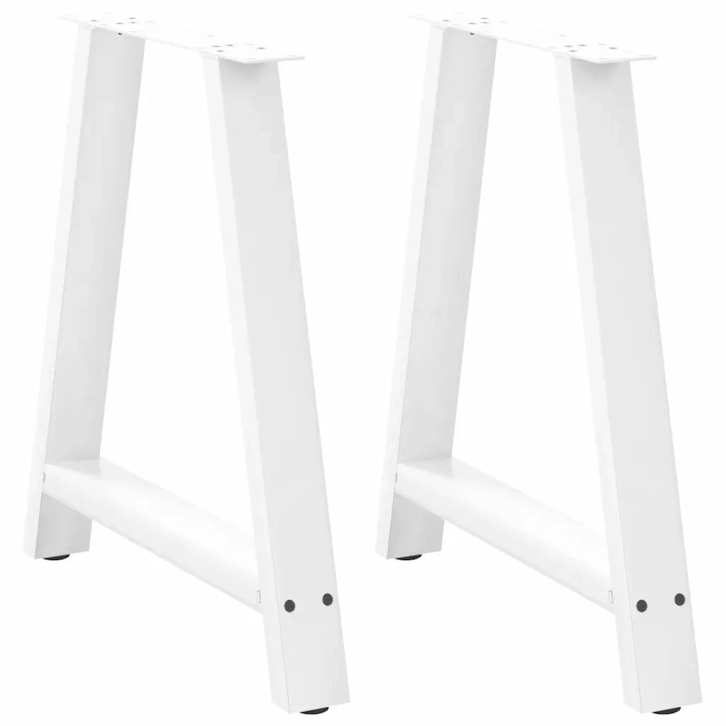 Gambe per tavolo da pranzo a forma di A 2 pz bianche 70x(72-73) cm in acciaio