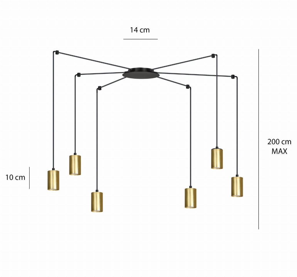 Lampadario Emibig Traker 6xGU10 nero/oro LED regolabile