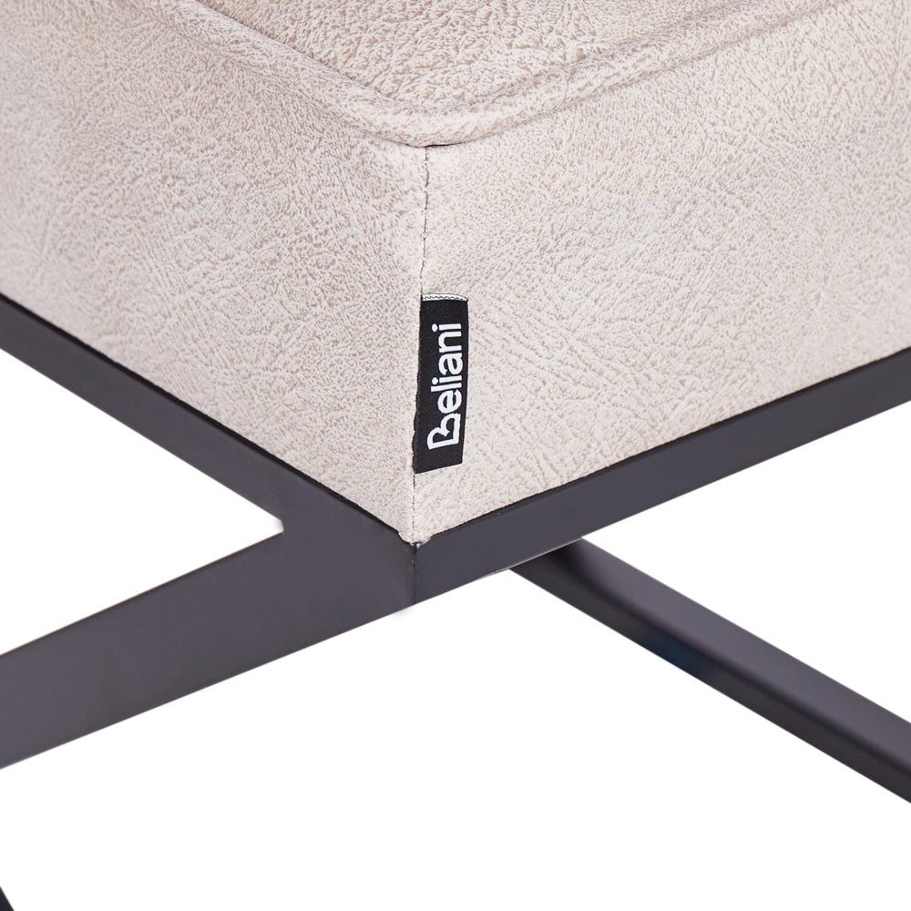 Poggiapiedi in poliestere beige con gambe in metallo Camera da letto Soggiorno Accessori per sedersi