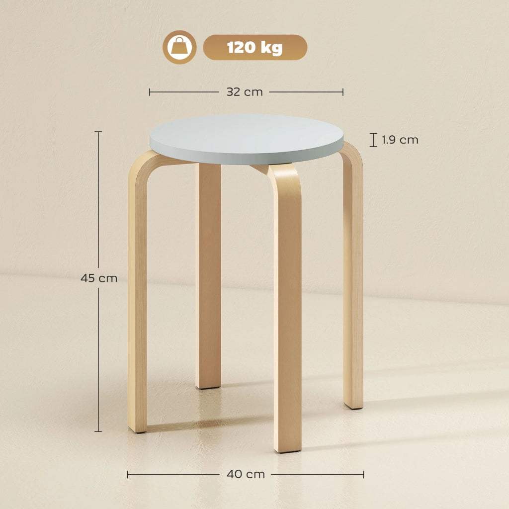 Set 4 Sgabelli Rotondi e Impilabili Ø40x45 cm in Legno Grigio