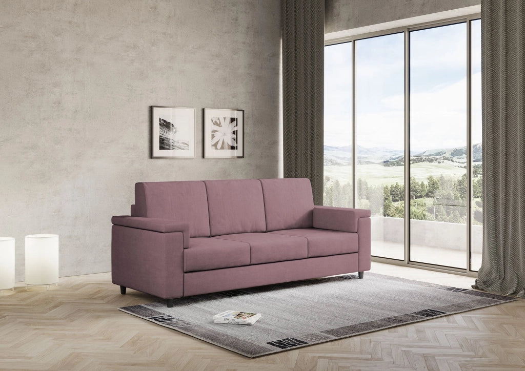 Divano 3 Posti 208x85x85 cm Marrak in Tessuto Prugna