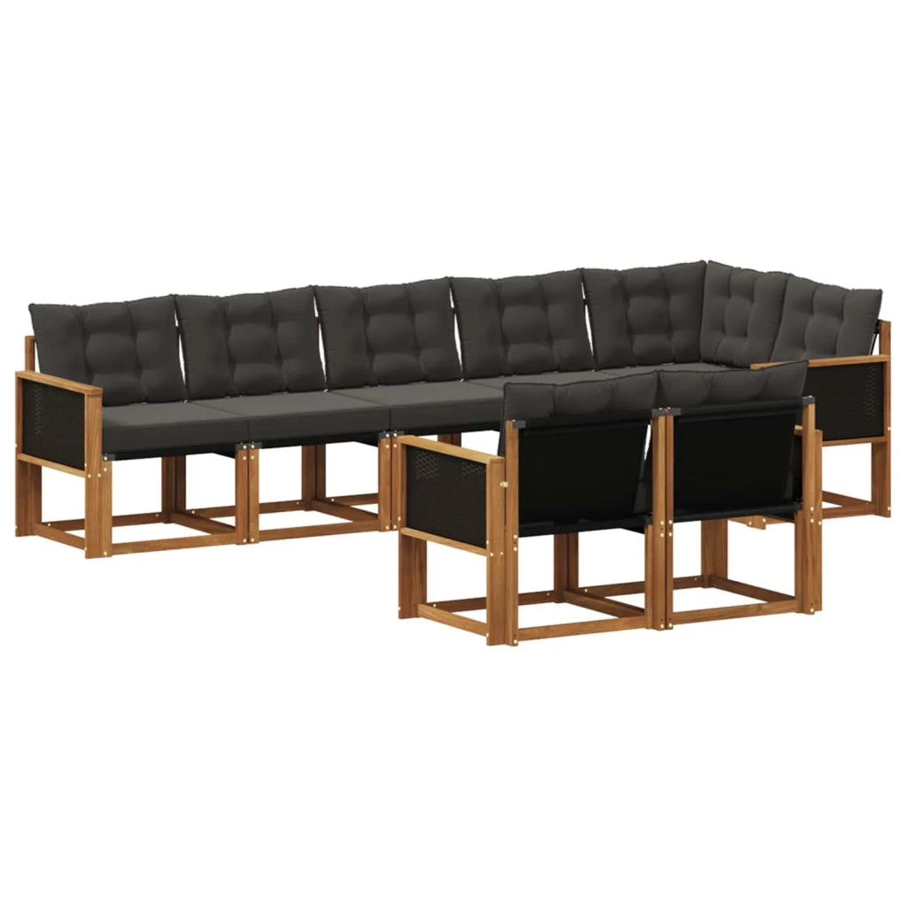 Set di divani da esterno 8 pz Naturale e Nero 3382024