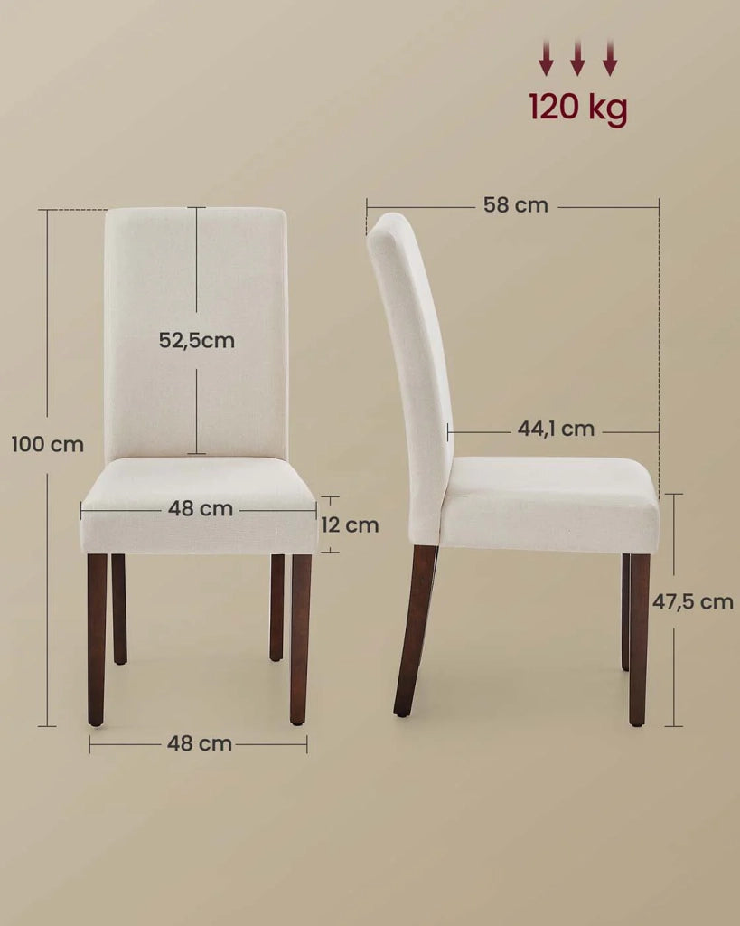 Set di 2 sedie da pranzo sedie da cucina con schienali alti seduta spessa 58 x 48 x 100 cm beige 12_0008026