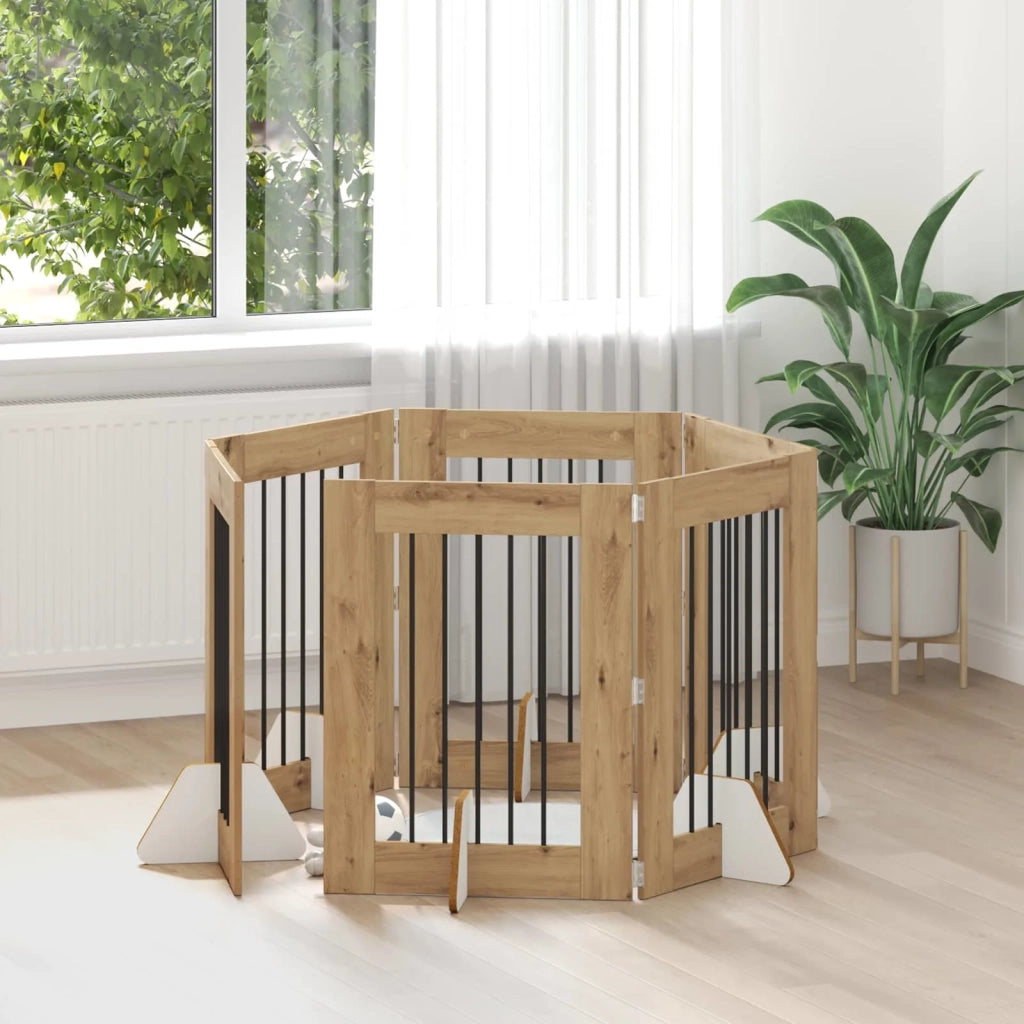 Cancello per cani con supporti 6 pcs Rovere Artigianale 892108