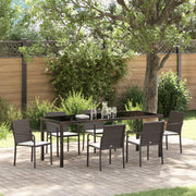 Set da Pranzo da Giardino 7 Pezzi con Cuscini Marroni in Polyrattan di