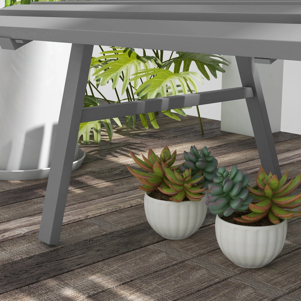 Panchina Da Giardino 2 Posti In Alluminio Grigio 123 Cm Per Esterni Con Schienale