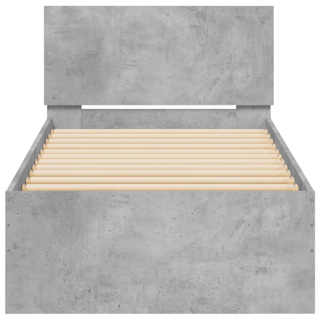 Giroletto e Testiera-Struttura letto con testiera Grigio Cemento 90x190 cm Legno Multistrato