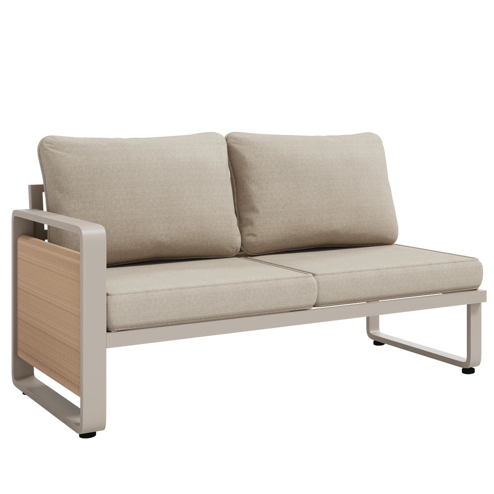 Set da giardino per 6-7 persone - Zephmum- Tessuto a mano, cuscini morbidi, piedi regolabili, beige