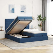Struttura Letto Pouf con Materassi Blu 200x200 cm in Tessuto 3313747
