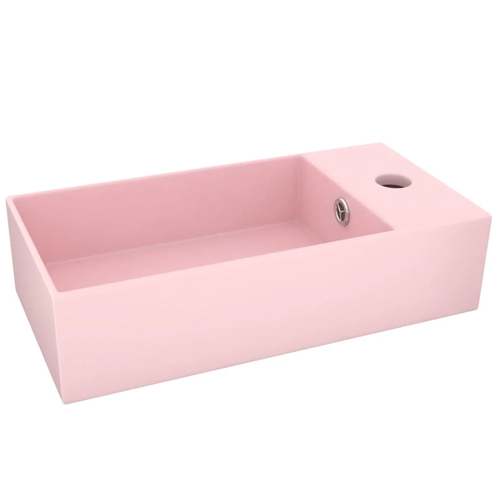 Lavabo bagno con troppopieno da appoggio wc lavabo cucina lavabo stanza cosmetici casa 48 x 25 cm ceramica rosa 02_0002730