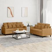 Set di Divani 2 pz con Cuscini Marrone in Vellutocod mxl 80407