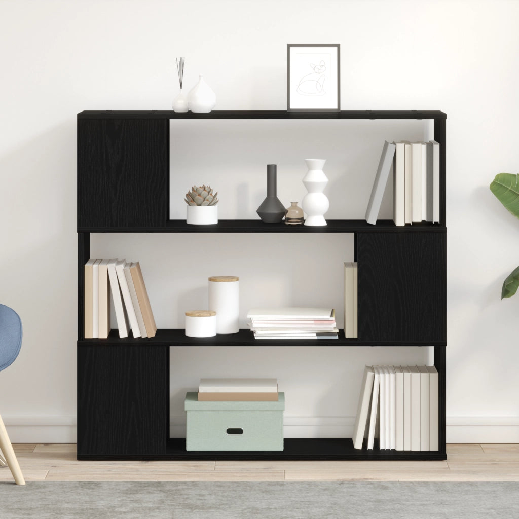 Libreria  Nera in Rovere 100x24x94 cm in Legno Ingegnerizzato