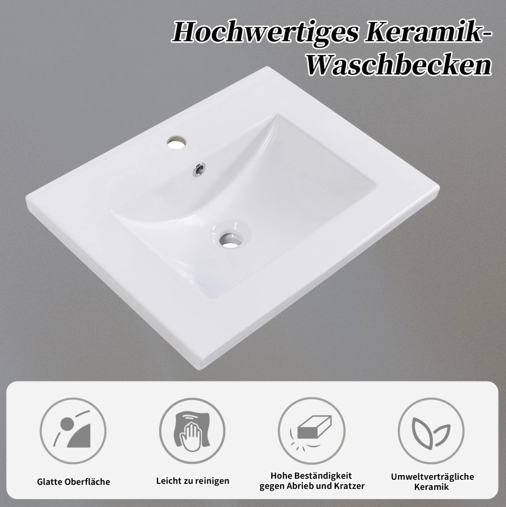 Mobile bagno con lavabo in ceramica e base portaoggetti