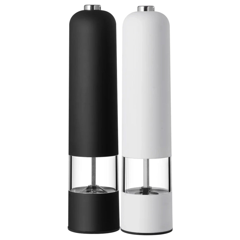 Set di 2 macinini elettrici regolabili per sale e pepe Bianco / Nero Cheffinger
