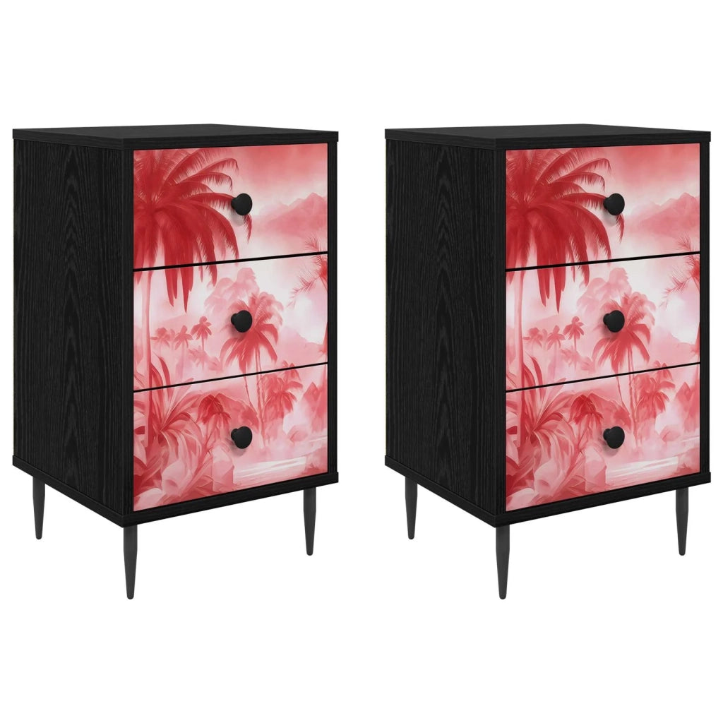 Armadio da Notte AACHEN 2 pz Rovere Nero 36 x 33 x 61 cm 8007344