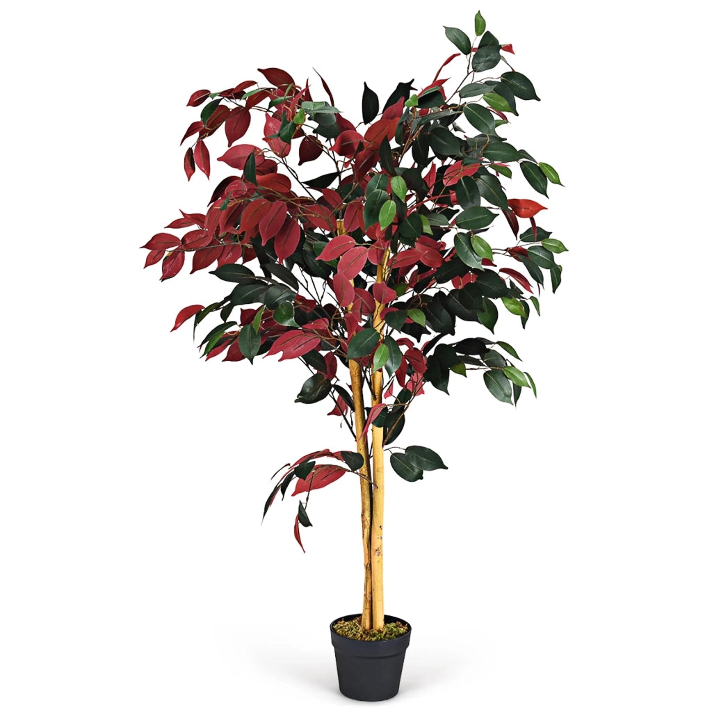 Pianta artificiale di ficus alta 120 cm che aggiunge un tocco decorativo di verde all'interno e all'esterno realizzata in poliestere verde 20_0013143