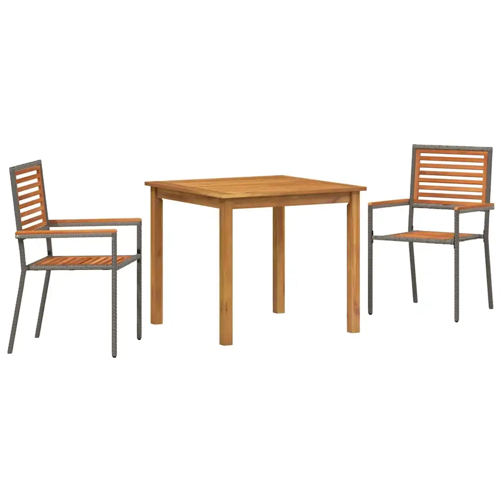 Set da Pranzo per Giardino 3 pz | Set Salotto da Giardino Grigio