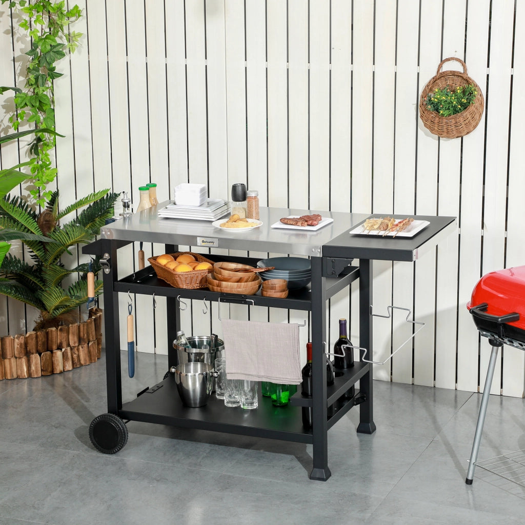 Carrello Barbecue con Accessori ¨C Zephmum ¨C Nero 125x65x84 cm