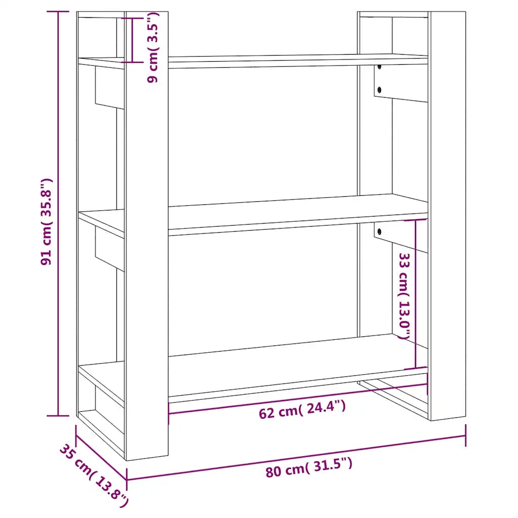 Libreria/Divisorio 80x35x91 cm Legno Massello di Pino 813899