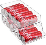 Organizzatore del frigorifero, dispensatore di lattine, frigorifero 2 livelli, contenitore pieghevole per lattine, contenitore per bicchieri da 250 ml/330 ml per lattine di birra e soda