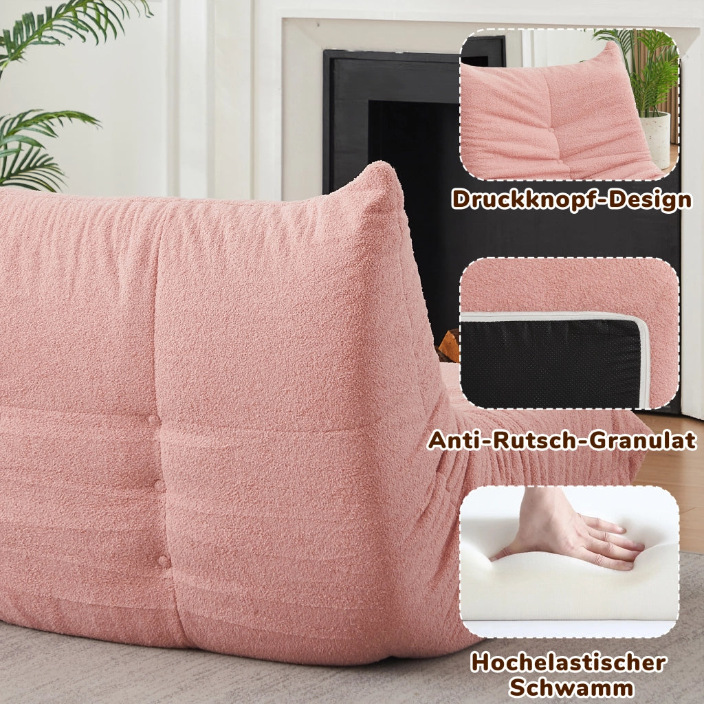 POLTRONA Bassa senza braccioli in Teddy Rosa