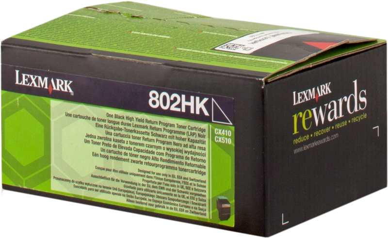 ORIGINAL Lexmark toner nero 802HK 80C2HK0 ~4000 Seiten cartuccia di stampa riutilizzabile
