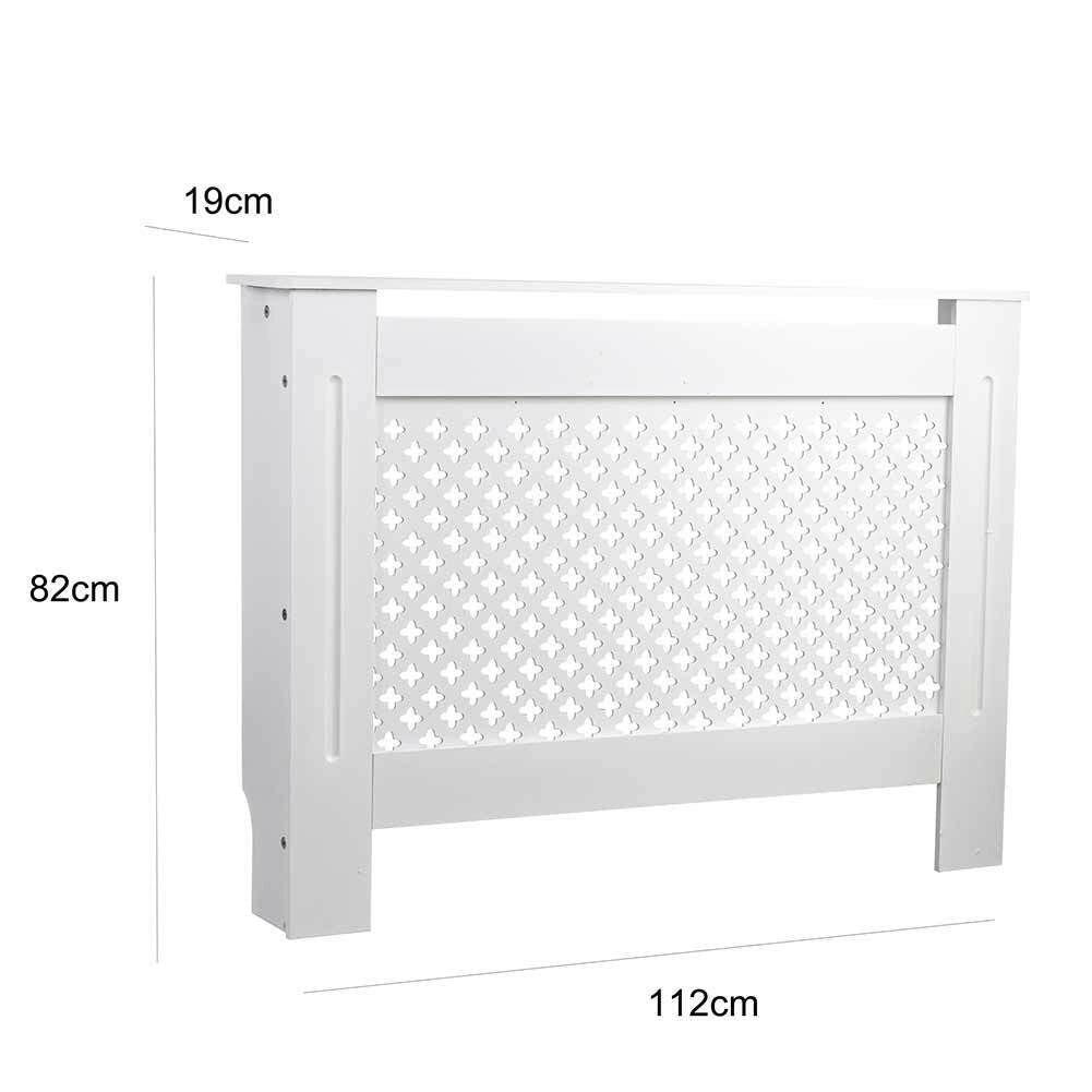 Copritermosifone in Legno MDF 112x19x82cm Copertura Radiatore Calorifero Bianco