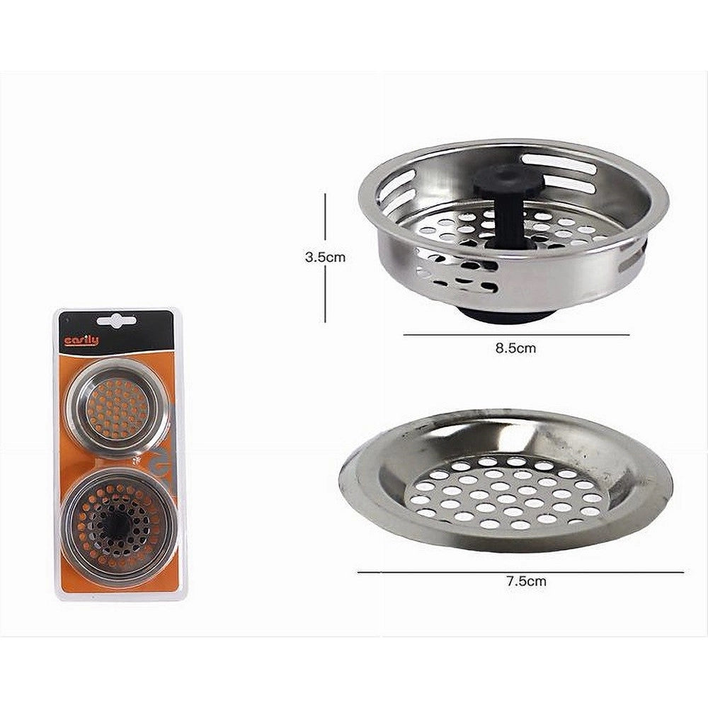 Trade Shop - Set 2pz Tappi Tappo Filtro Universale Griglia Lavandino Per Lavello Lavabo 10400 -