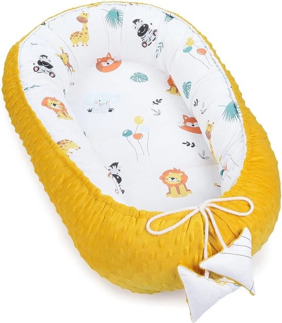 Nido per Bambini 90 x 50 cm - Nido di Accoglienza per Neonati Nido di Accoglienza per Neonati con Confezione di Cocoon Nido per Bambini Safari in Toffee