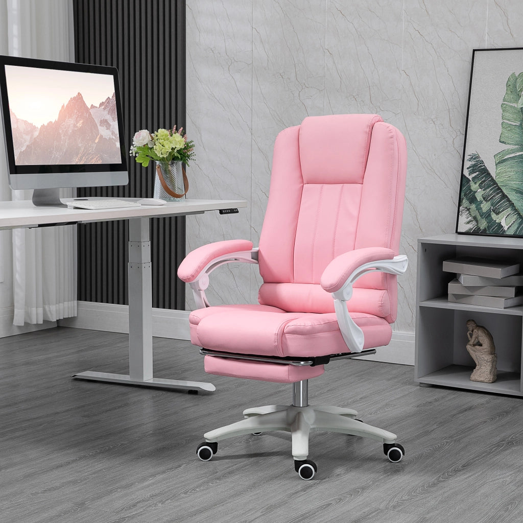 Sedia da ufficio regolabile con poggiapiedi ¨C zephmum ¨C rosa e bianco