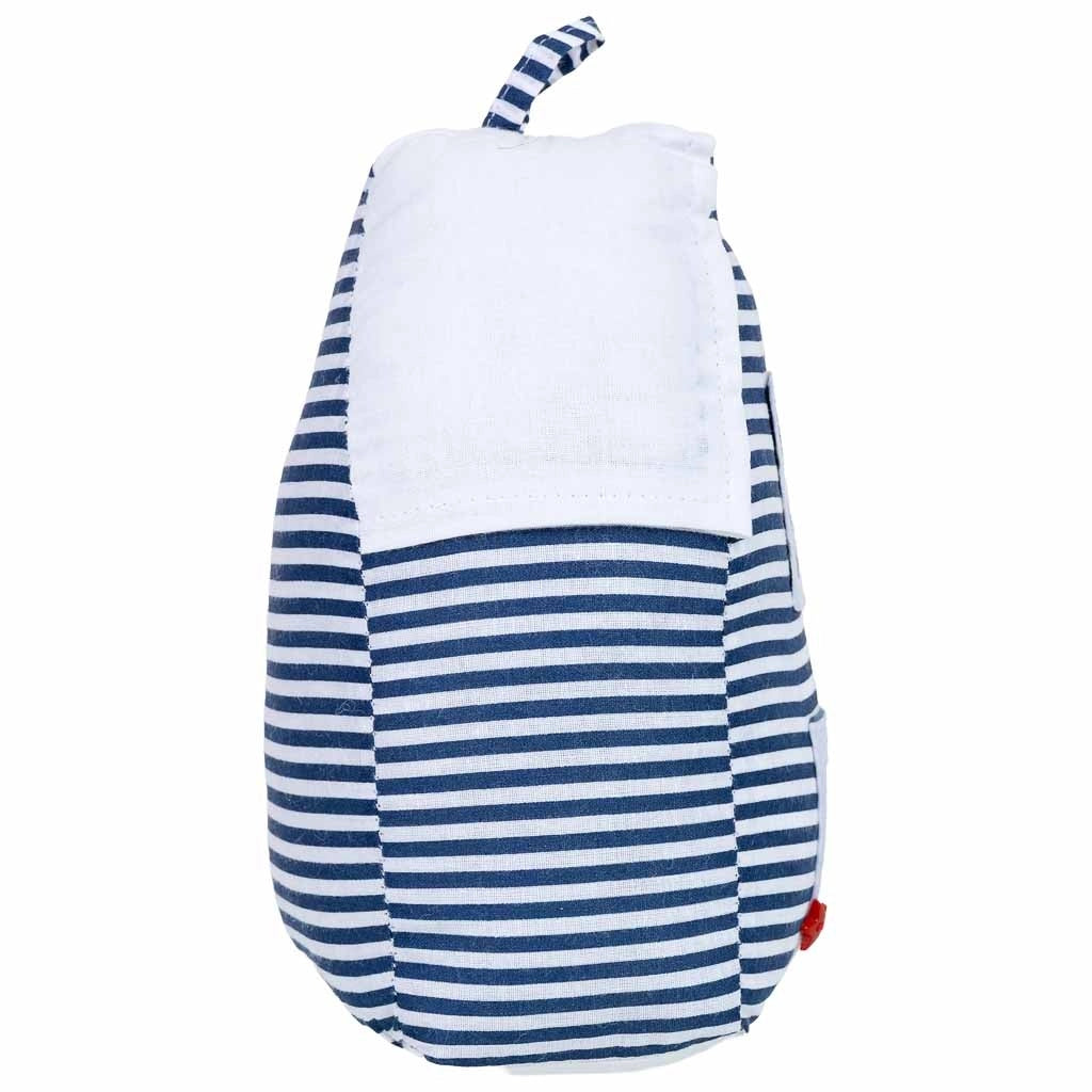 Fermaporta in cotone con casa blu, 16x12x20h cm