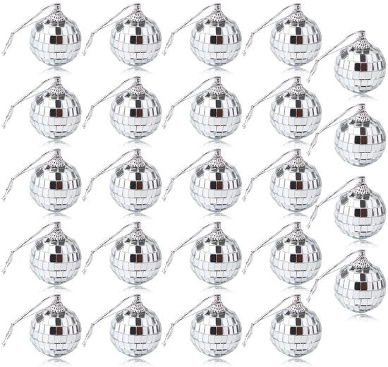 Decorazioni per Natale 24 pezzi - Mini palline da discoteca - Specchio a bolle - Decorazione - Accessori per decorazioni festive - 3 cm