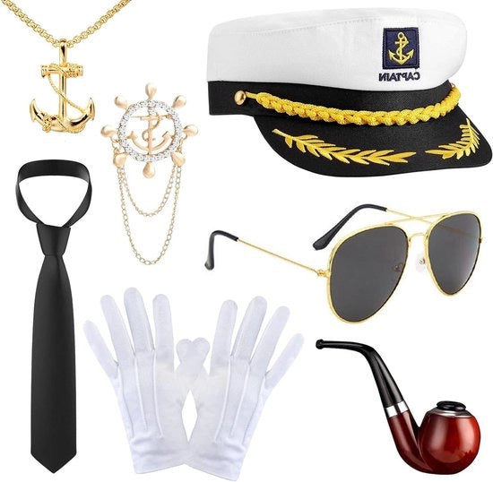 Set di Costume di Carnevale Premium per Adulti - 7 pezzi con Cappello da Capitano