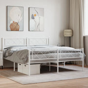 Giroletto con Testiera e Pediera-Struttura Letto Metallo Bianco 140x190 cm 810995