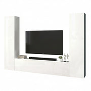 Mobile Soggiorno Natasha, Parete Attrezzata 9 Ripiani Made in Italy, 260x30x180h cm Bianco Lucido