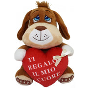 Trade Shop - Cane Peluche 25 Cm Pupazzo Con Cuore Scritta "ti Regalo Il Mio Cuore" 67761 -