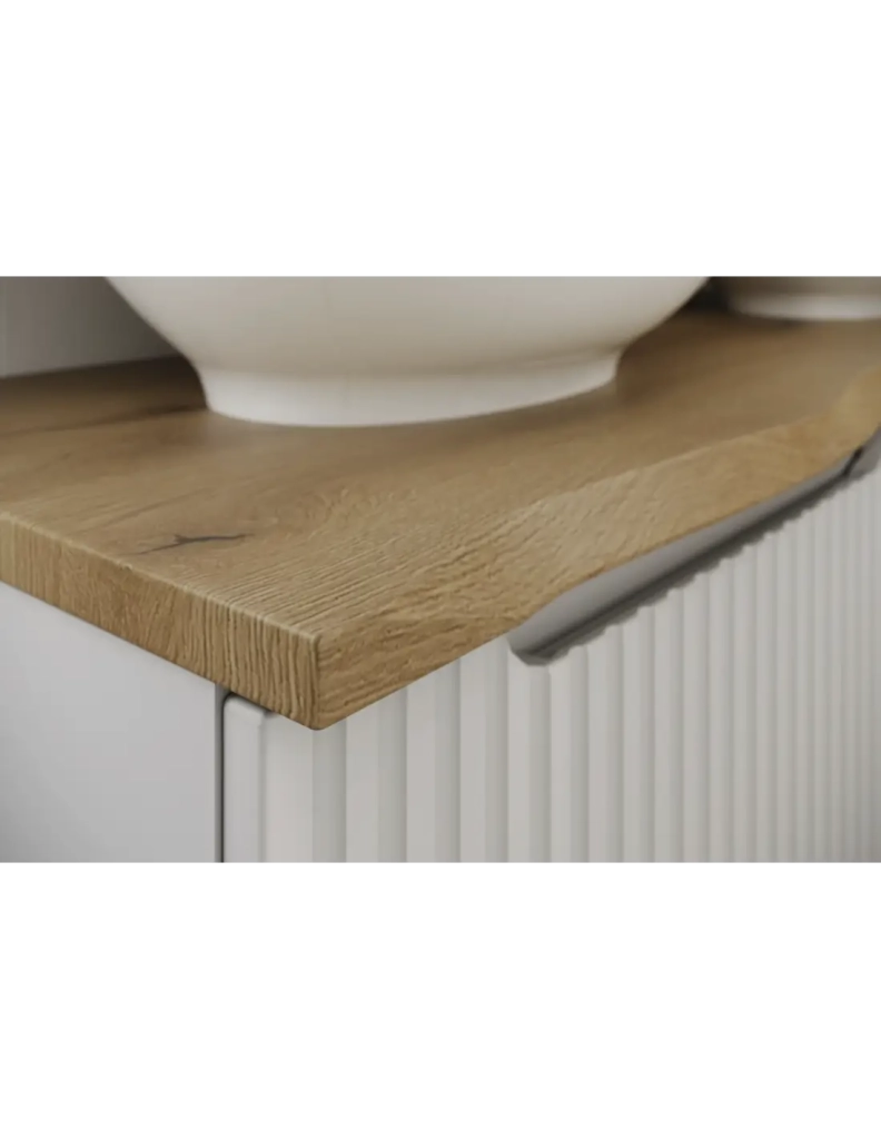 Piano per lavabo NATOURA 100,8 cm in MDF effetto rovere chiaro con bordo naturale – Ripiano per lavabo da appoggio