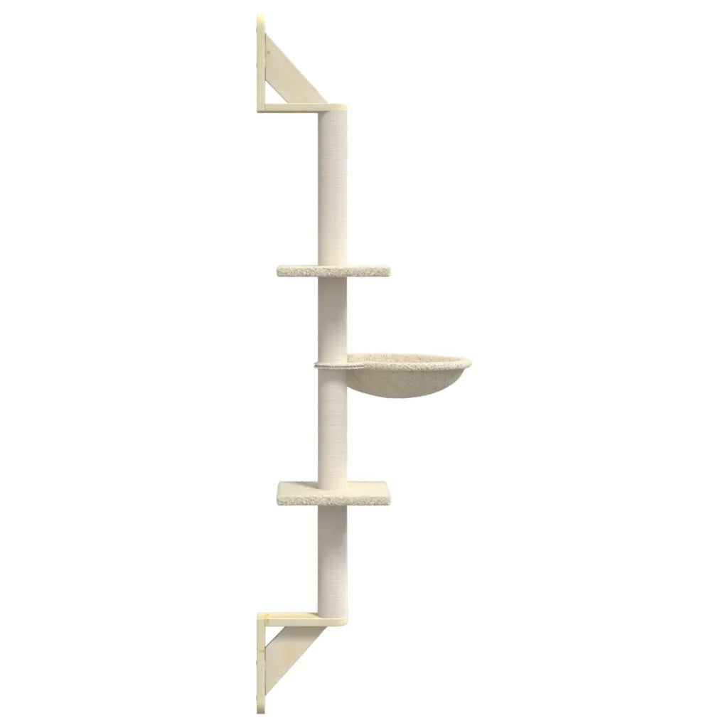 vidaXL Albero per Gatti con Tiragraffi a Parete Crema 142,5 cm