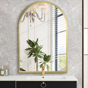 Specchio da bagno curvo, cornice metallica, specchio da toeletta, specchio decorativo curvo per soggiorno, camera da letto, ingresso, 50 x 70 cm