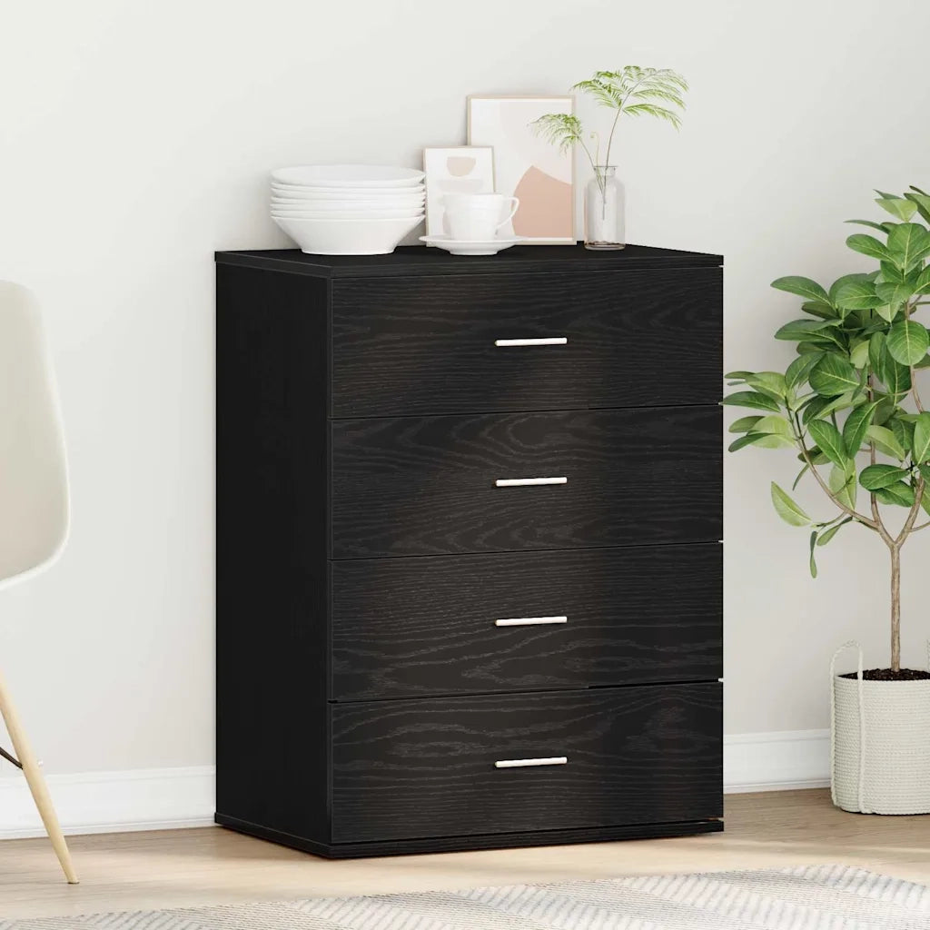 vidaXL Credenza Rovere nero 60 x 39 x 80 cm Legno multistrato