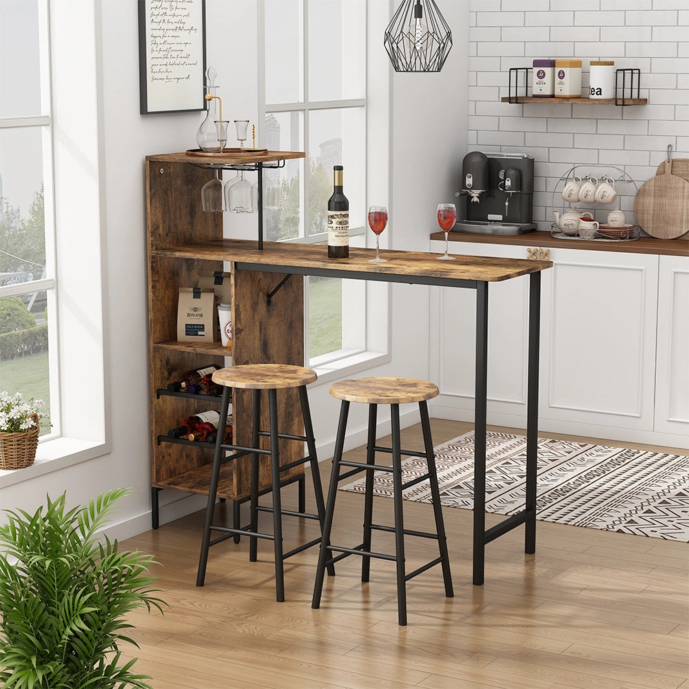 Vicco Set di tavoli da bar Nero/quercia rustico 121.5 x 40 cm con 2 sgabelli