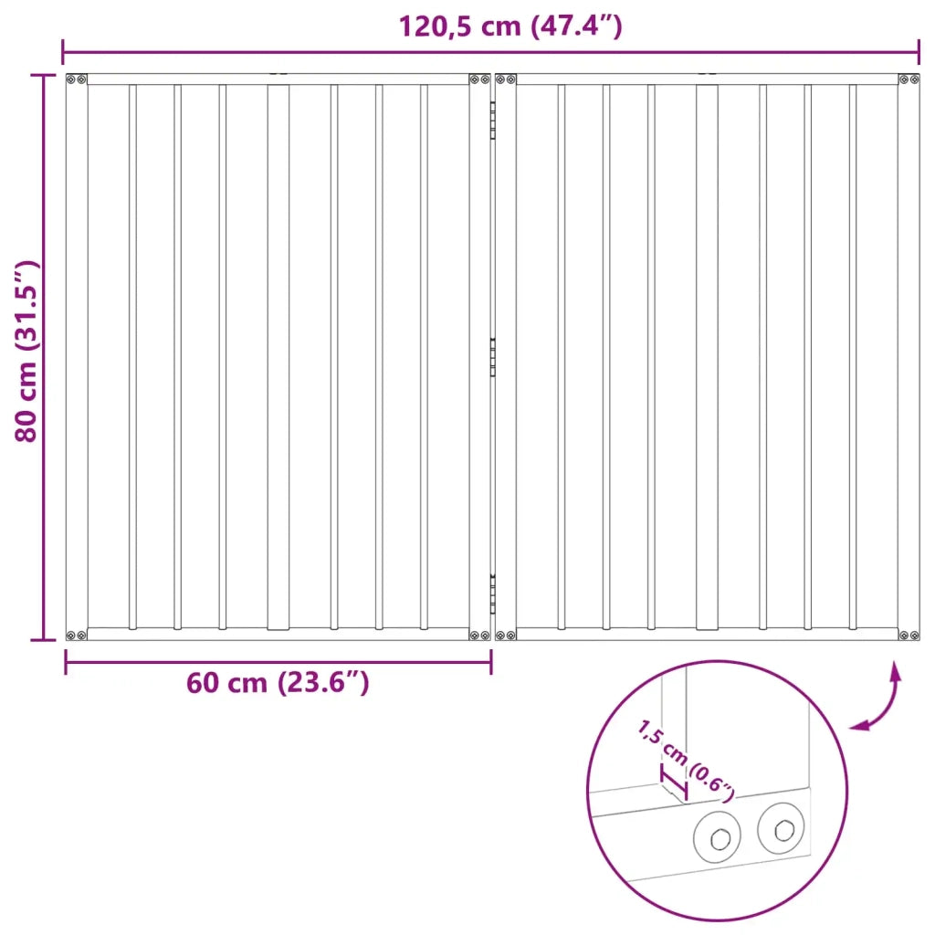 Cancello per cani 2 pcs Nero 60 x 80 cm Acciaio zincato 892014