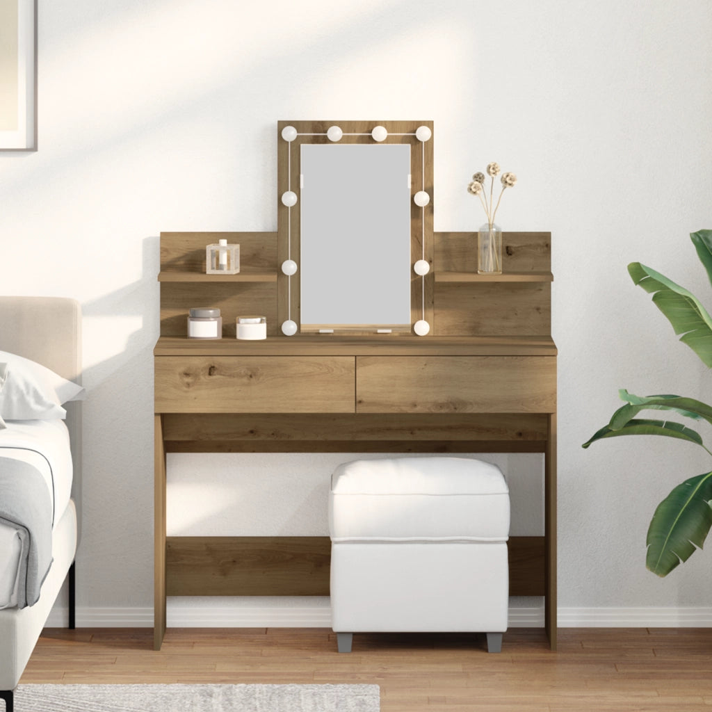 Toeletta  con LED Rovere Artigianale 100x40x130 cm