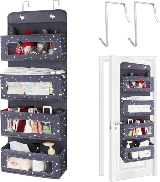 Organizzatore di archiviazione a muro con 4 tasche - archiviazione per oggetti sopra la porta con finestra trasparente per giocattoli - riviste - portafogli - chiavi.